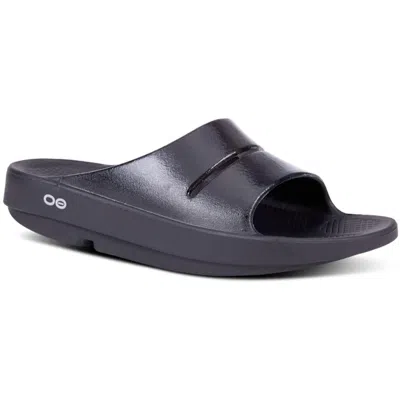 Oofos Oomega Ooahh Slide Sandal In Black