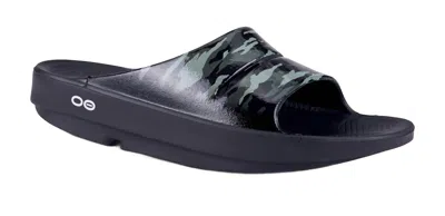 Oofos Women Ooahh Slide In Black/green Camo In Multi