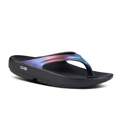 Oofos Women's Oolala Luxe Thong Sandal In Midnight Spectre In Multi