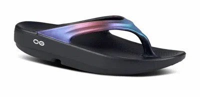 Oofos Women's Oolala Luxe Thong Sandal In Midnight Spectre In Multi