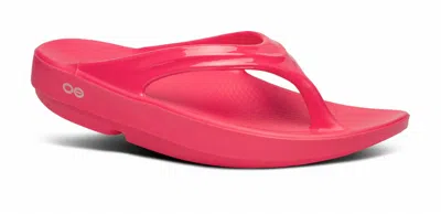 Oofos Women's Oomega Oolala Thong Sandals In Neon Berry In Pink