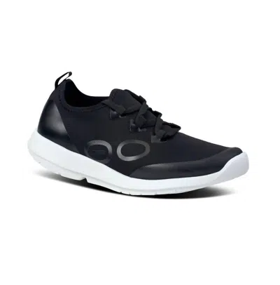 Oofos Women's Oomg Sport Laced Ls Low Sneaker In Black/white