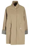 Oofwear Beige Two Layers Check-lined Polyester Raincoat In Neutral