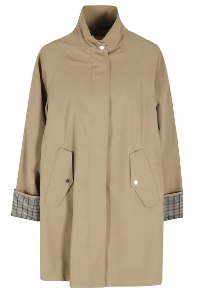 Oofwear Beige Two Layers Check-lined Polyester Raincoat In Neutral