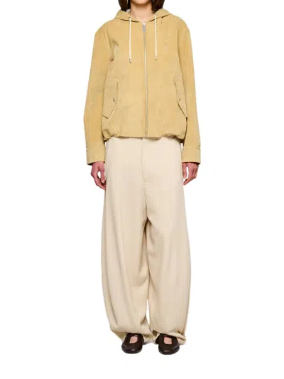 Oofwear Beige Velluto Laminato Cropped Parka In Brown
