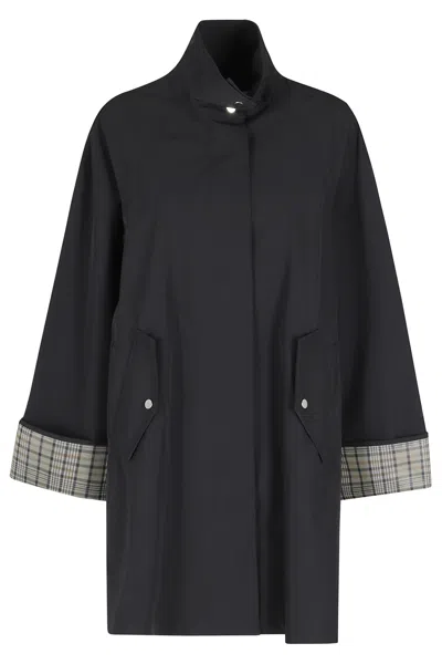 Oofwear Black Two Layers Check-lined Polyester Raincoat