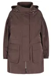 Oofwear Chocolate Memory Hooded Drawstring Polyester Parka In Brown