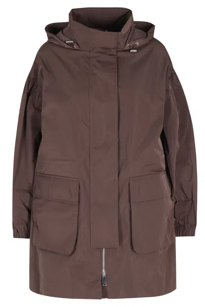 Oofwear Chocolate Memory Hooded Drawstring Polyester Parka In Brown