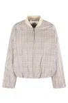 Oofwear Cropped Plaid Bomber Jacket With Zip Front