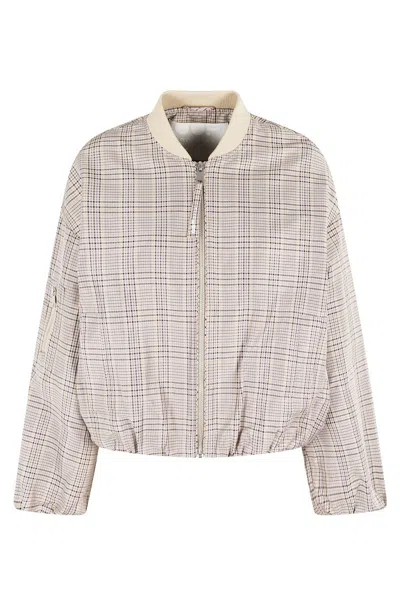 Oofwear Cropped Plaid Bomber Jacket With Zip Front