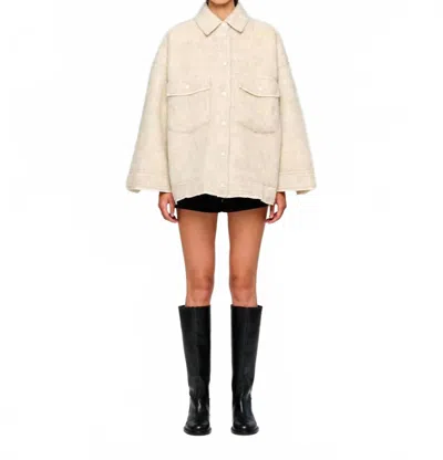 Oofwear Giacca Wool Overshirt Jacket With Pockets In Bianco Lana In Neutral