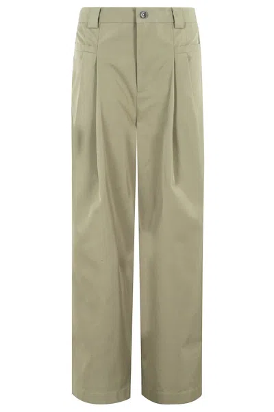 Oofwear High-waisted Wide-leg Trousers With Pleated Detailing In Green