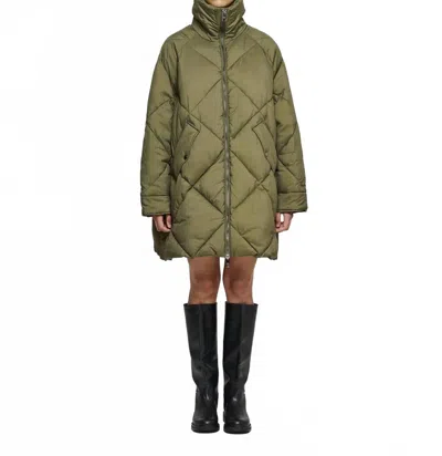 Oofwear Long Quilted Jacket In Military Green
