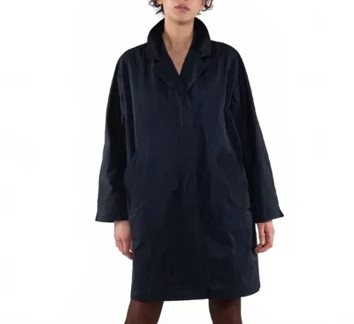 Oofwear Long Sleeve Nylon Trench Coat In Dark Blue In Black