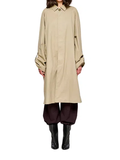 Oofwear Trench Smerigliato Minimalist Mid Thigh Cotton Trench In Neutral