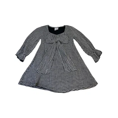 Ooh La Kids' Girl's Hailey Houndstooth Dress In Black/ White