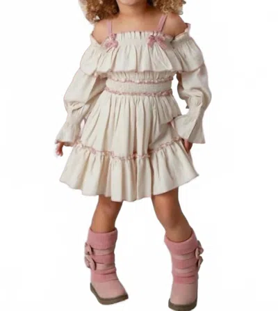 Ooh La Kids' Girls Avery Dress In Ivory In Brown