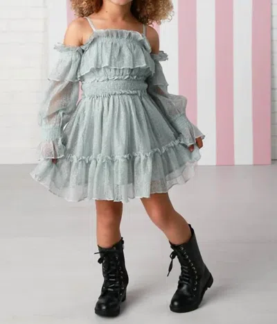Ooh La Kids' Girls Avery Dress In Silver In Blue
