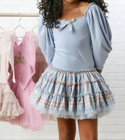 Ooh La Kids' Girls Eloise Plaid Dress In Sky In Blue