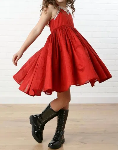 Ooh La Kids' Girls Halter Sequin Dress In Red
