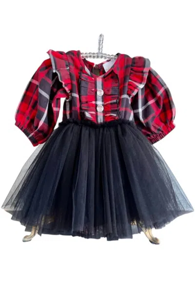Ooh La Kids' Girls Plaid Alix Baby Onesie Dress In Red