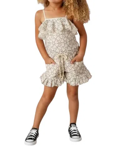 Ooh La Kid's Lace Romper In Nude In Brown