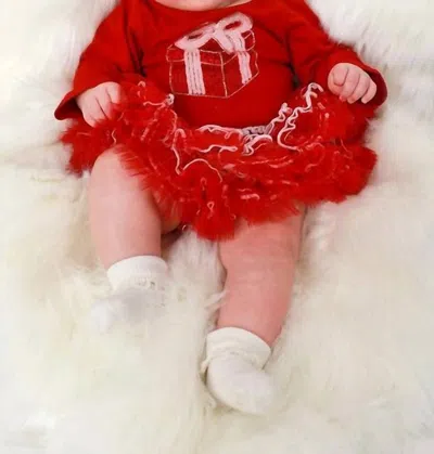 Ooh La Kids' Present Holiday Onesie In Ruby In Red