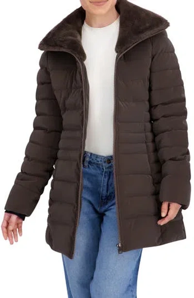 Ookie & Lala Carbon Stadium Puffer Jacket In Brown
