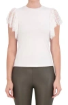 Ookie & Lala Crewneck Lace Sleeve Top In White