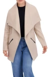 Ookie & Lala Drape Collar Open Front Jacket In Neutral