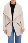Ookie & Lala Drape Collar Open Front Jacket In Neutral