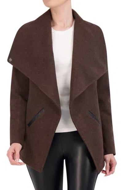 Ookie & Lala Faux Cashmere Drape Jacket In Dark Brown