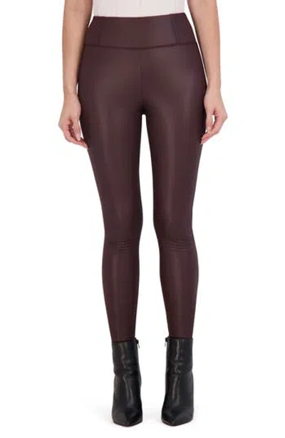 Ookie & Lala Faux Leather Leggings In Burgundy