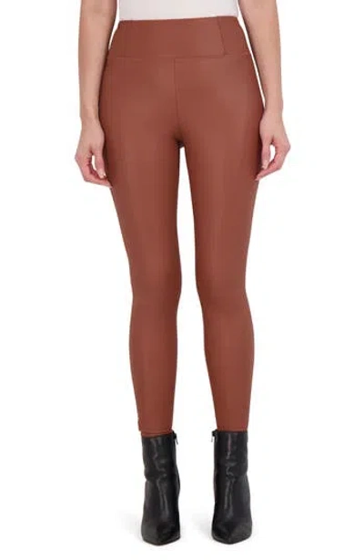 Ookie & Lala Faux Leather Leggings In Brown