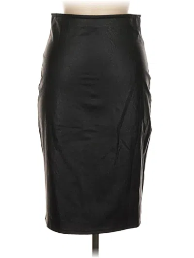 Pre-owned Ookie & Lala Faux Leather Skirt In Black