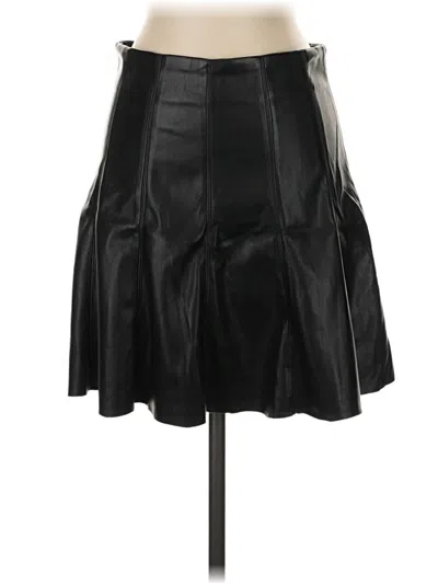 Pre-owned Ookie & Lala Faux Leather Skirt In Black
