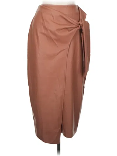 Pre-owned Ookie & Lala Faux Leather Skirt In Brown