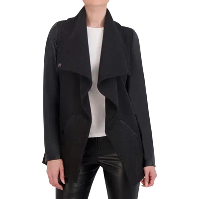 Ookie & Lala Faux Wool Drape Jacket In Dark Charcoal