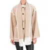 Ookie & Lala Women's Whipstitch Trim Drop Shoulder Scarf Coat In Camel