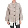 Ookie & Lala Faux Wool Scarf Coat In Camel Plaid