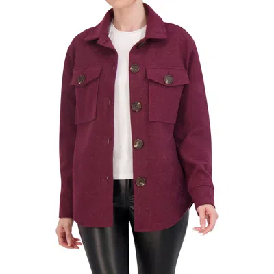 Ookie & Lala Faux Wool Shacket In Burgundy