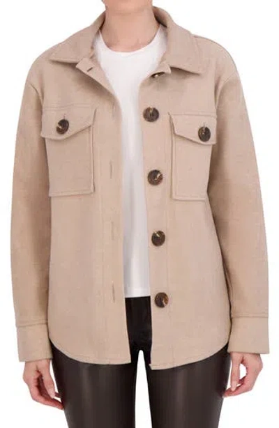 Ookie & Lala Faux Wool Shacket In Camel