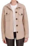 Ookie & Lala Faux Wool Shacket In Heather Mocha