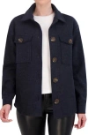 Ookie & Lala Faux Wool Shacket In Midnight Navy