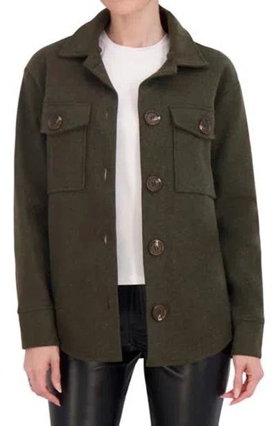 Ookie & Lala Faux Wool Shacket In Military