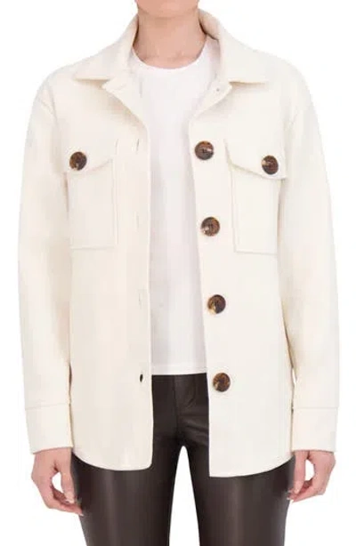 Ookie & Lala Faux Wool Shacket In Off White