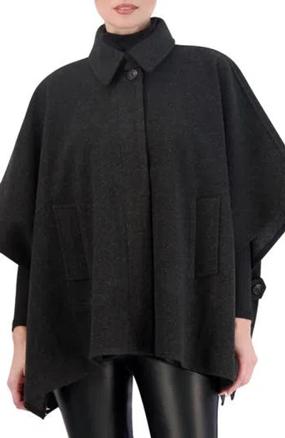 Ookie & Lala Felted Button Front Cape In Black