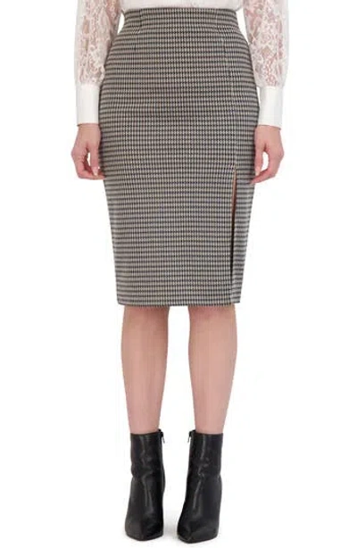 Ookie & Lala Front Slit Pencil Skirt In Black/ White