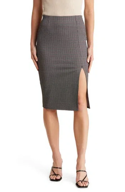 Ookie & Lala Front Slit Pencil Skirt In Black/brown