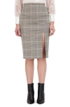 Ookie & Lala Front Slit Pencil Skirt In Olive/ivory